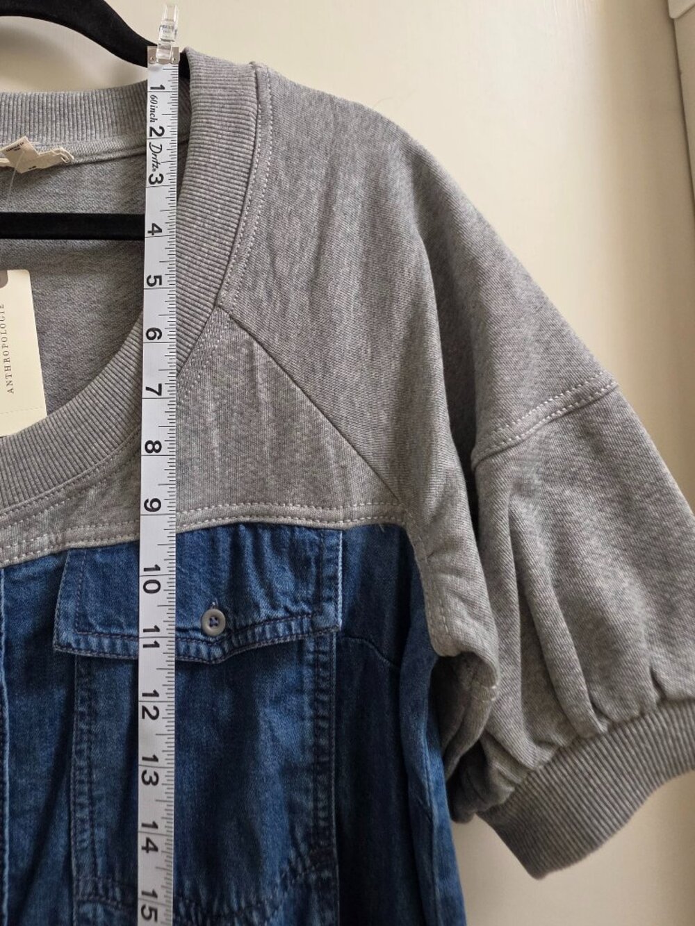 ANTHROPOLOGIE PILCRO Denim Sweatshirt Twofer Swing Mini Dress - Picture 5 of 11